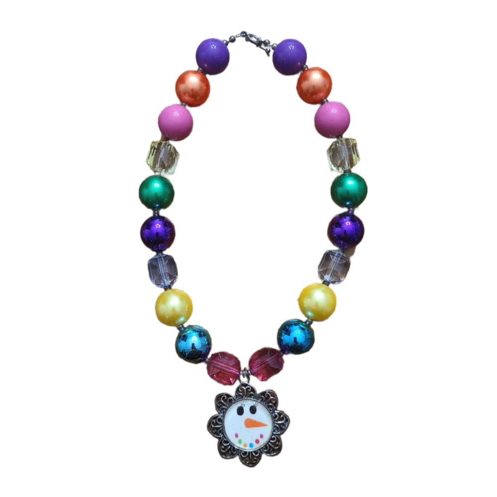 Sparkle Snowman Bubblegum Necklace